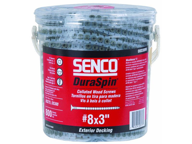SENCO 08D300W 8-Gauge 3 in. #2 Square Exterior WX3 Collated Screw (800-Pack)