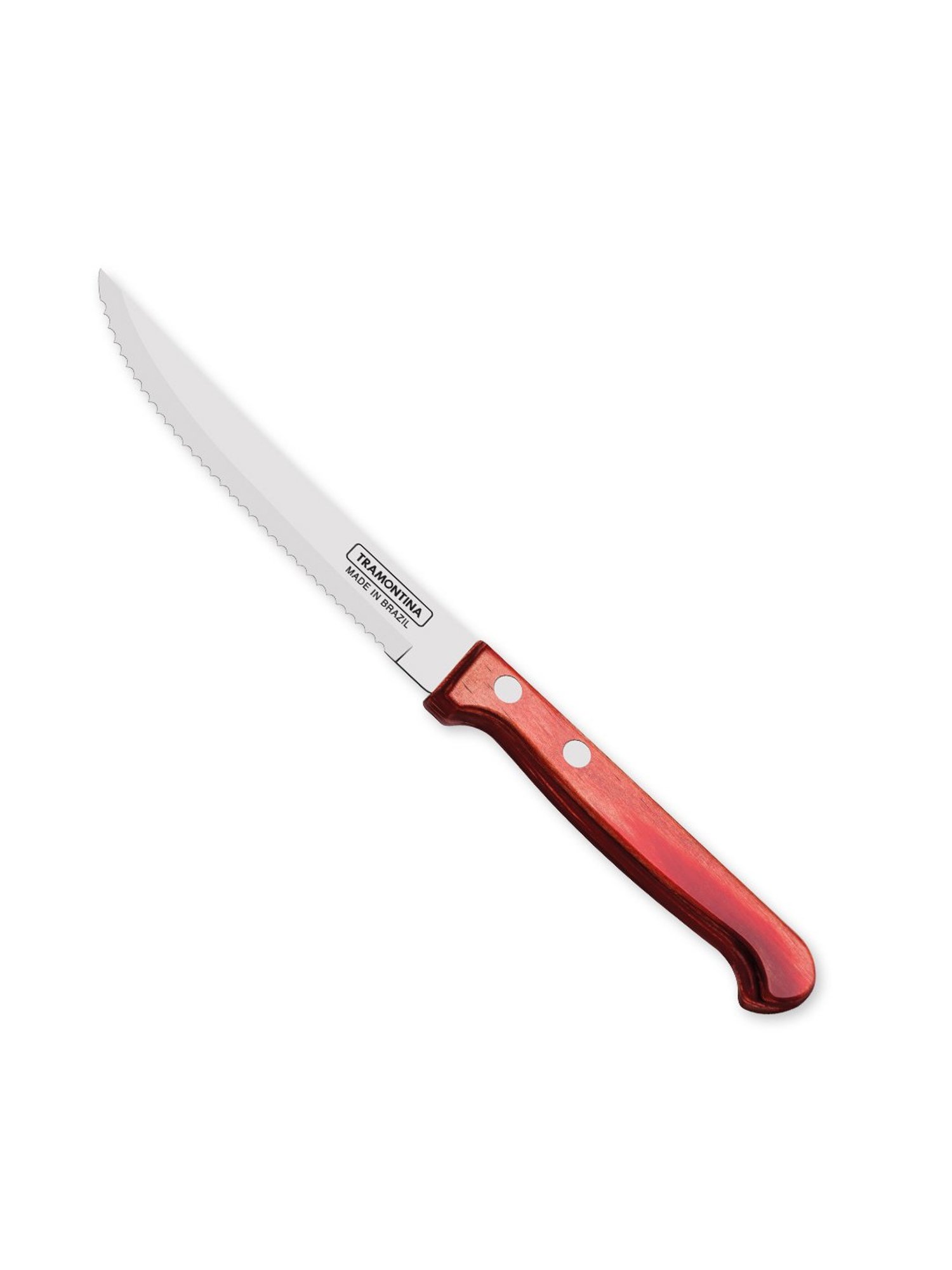 Tramontina Polywood Stainless Steel Fruit Knife 4" Serrated Edge Polywood Handle Kitchen Knife