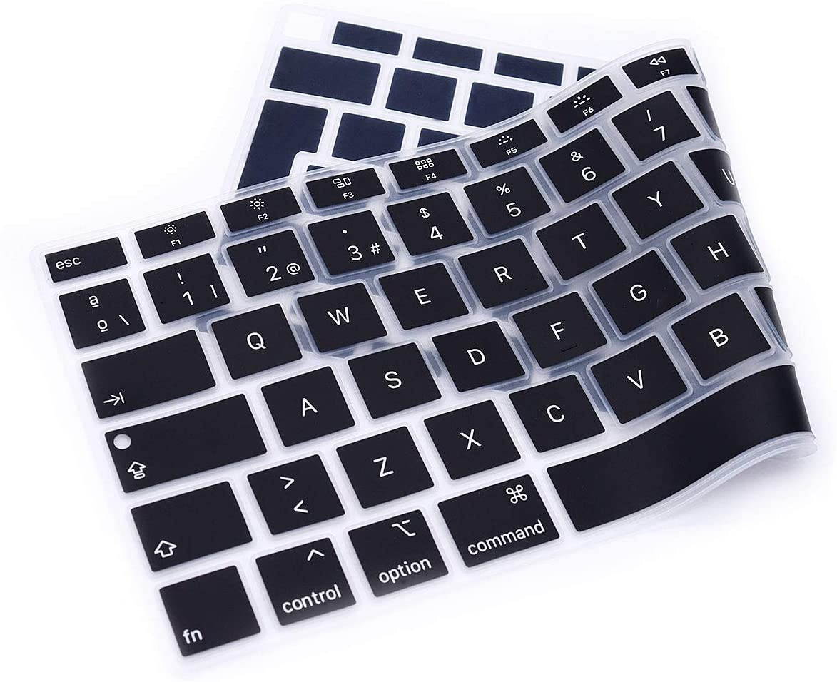 HRH Spanish Language ESP Keyboard Cover Skin,Silicone Keyboard Cover for MacBook Air 13 Inch 2020 with Touch ID (MODLE A2179 and A2337 Apple M1 Chip, US Layout) Keyboard Accessories Protector-Black