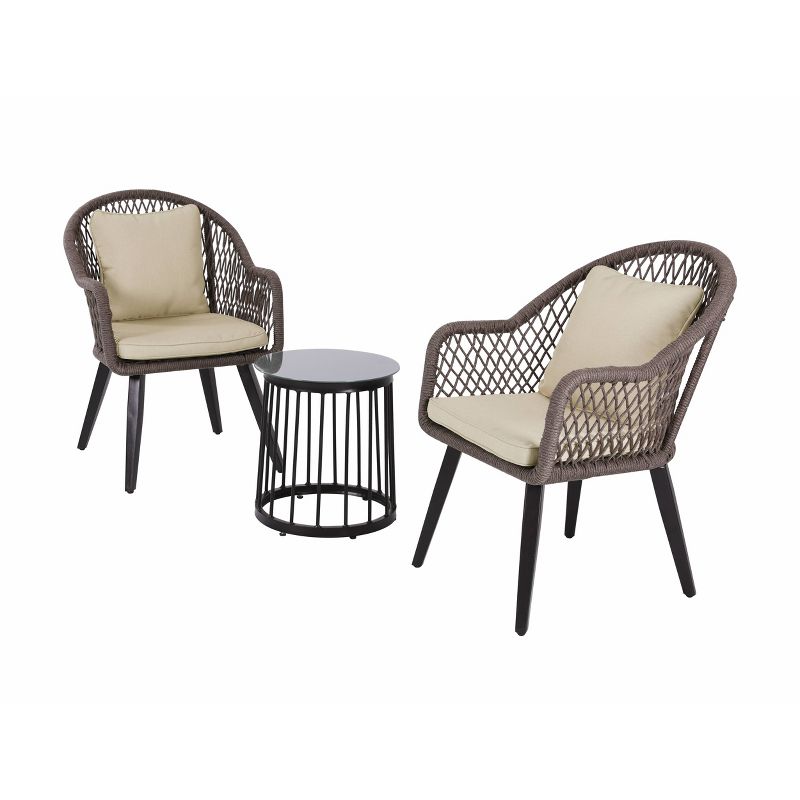 3pc Steel Patio Bistro Set Brown/Tan - Nuu Garden