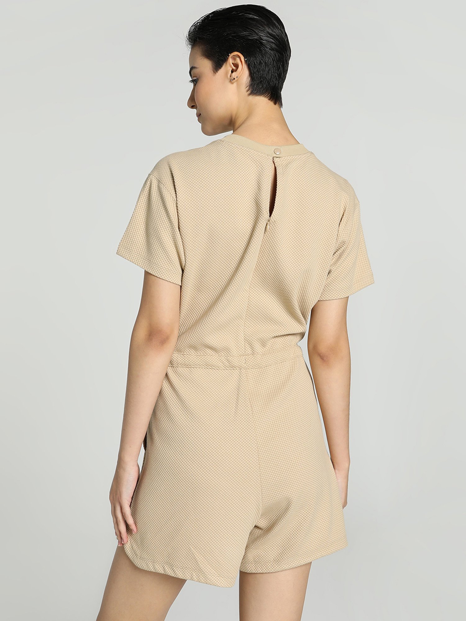 Puma Beige Self Pattern Playsuit