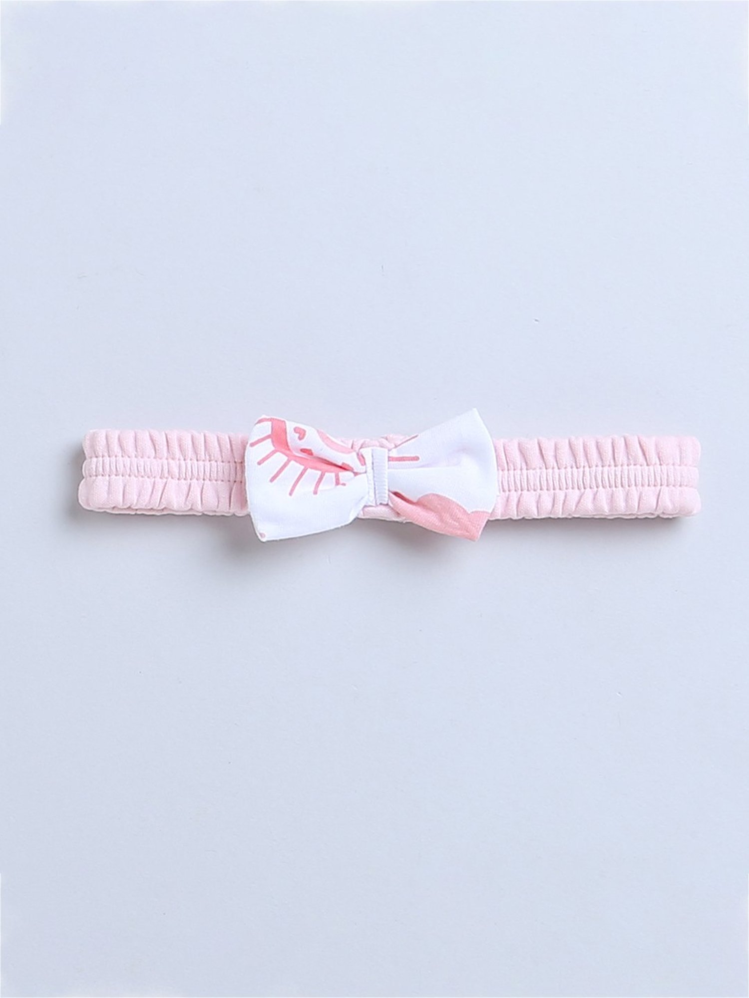 Bumzee Kids Pink & White Printed Bodysuit, Joggers with Headband