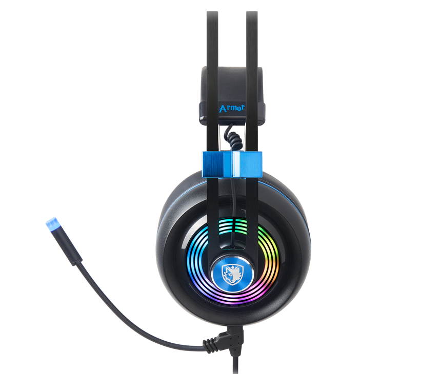 SADES Armor USB Gaming Headset Realtek Gaming Audio Lightweight RGB Lighting Noise-cancellation For PC