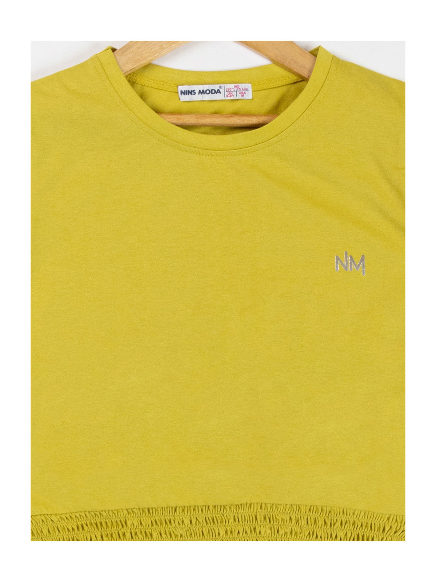 NINS MODA Kids Yellow Solid Crop Top