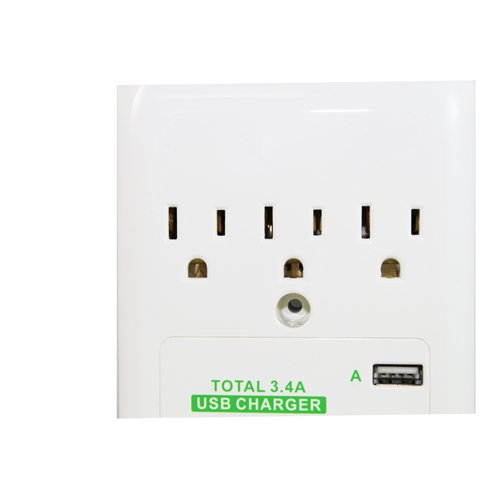 RND Wall Power Station includes 3 AC Plugs and 2 USB ports (3.4A total) with Surge protection for iPhone  iPad  Samsung Galaxy  LG  HTC  Moto and all USB Compatible Devices (2-Pack)