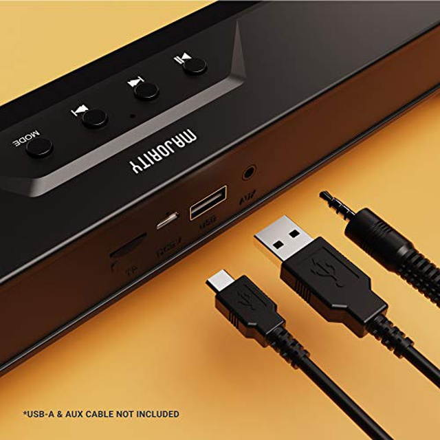Majority Atlas Mini TV Sound bar and Bluetooth Speaker, Portable & USB Powered, Perfect for Gaming or Home Theatre/Miniature TV Sound bar Audio System, 3.5mm Jack, Micro SD Card Slot, USB