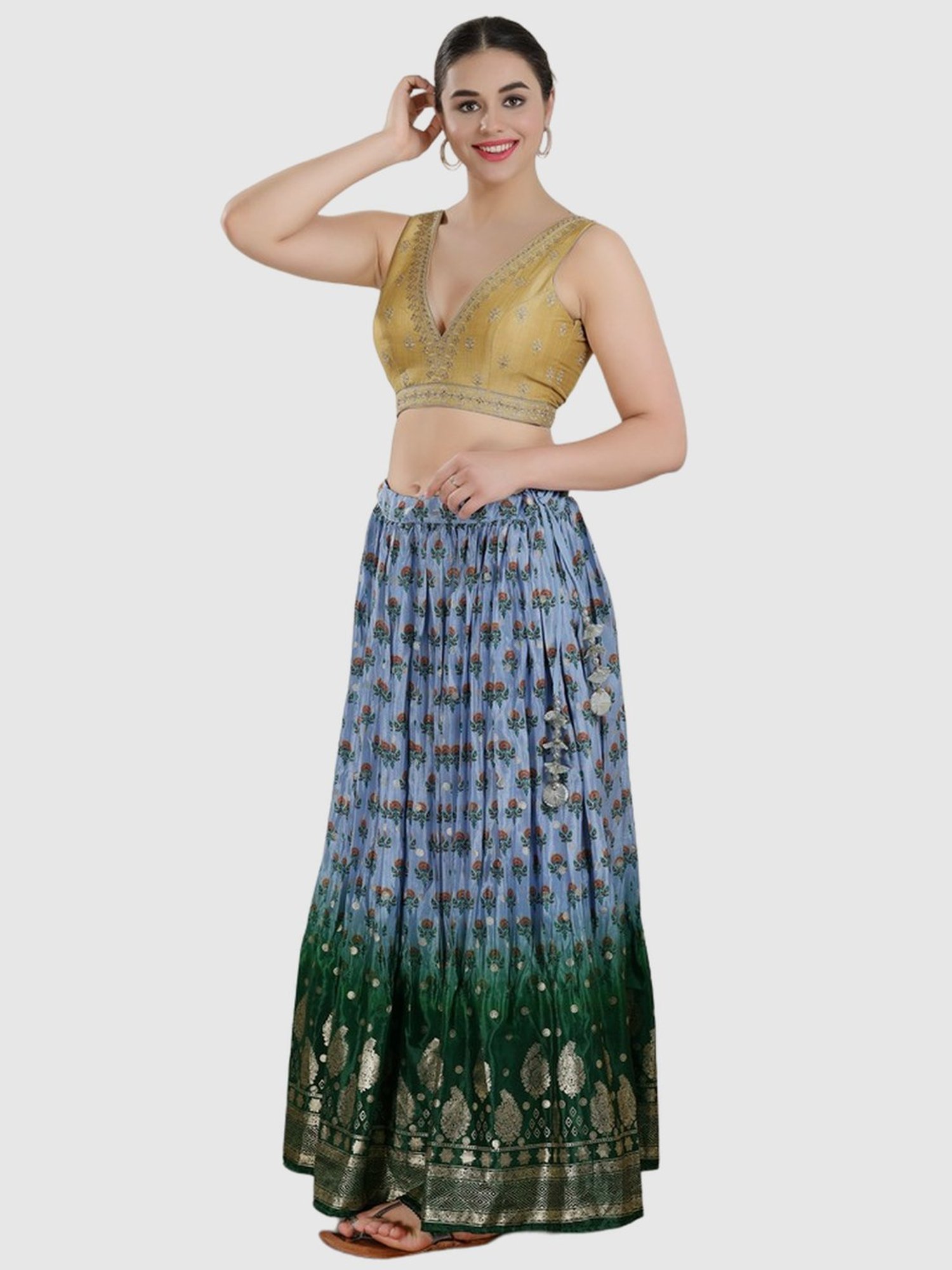 Salwar Studio Beige Embroidered Blouse