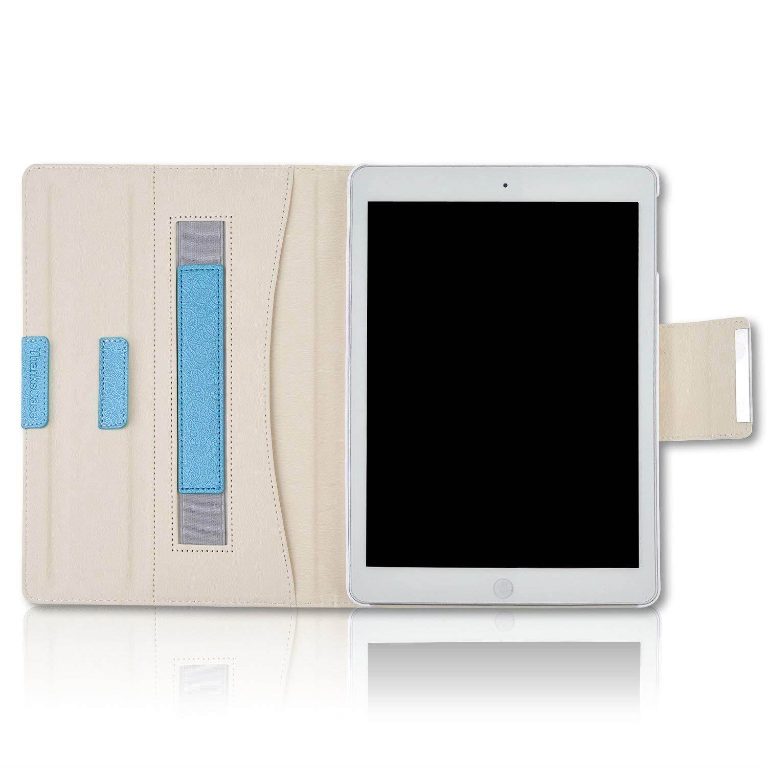 iPad Pro 10.5 Case,Thankscase Rotating Case Cover for iPad Pro 10.5 with Wallet Pocket with Hand Strap with Auto Sleep/Wake for New iPad Pro 10.5 Inch 2017 Release.(Teal Blue)