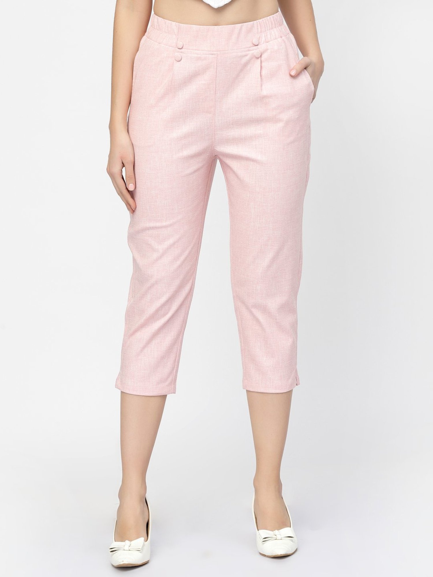 Westwood Pink Relaxed Fit Mid Rise Crop Pants
