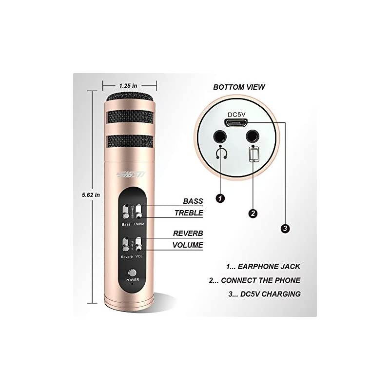 Music Recording Microphone with Desktop Tripod,Condenser Microphone Integrated Reverb Sound Effects for Phone Recording,Gaming,Podcasting and Karaoke Singing