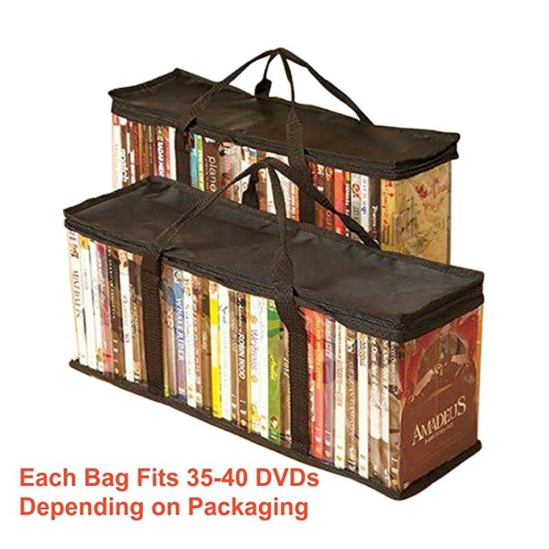 Handy Portable DVD Storage Bags - Best 2-Pack DVD Media Storage Bags Hold up to 80 DVDs (40 Each Bag)