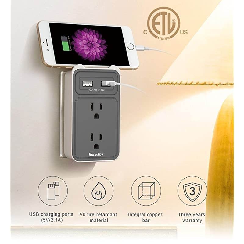 2Outlet Wall Mount Cradle with Dual 21 AMP USB Charging Ports SMD407