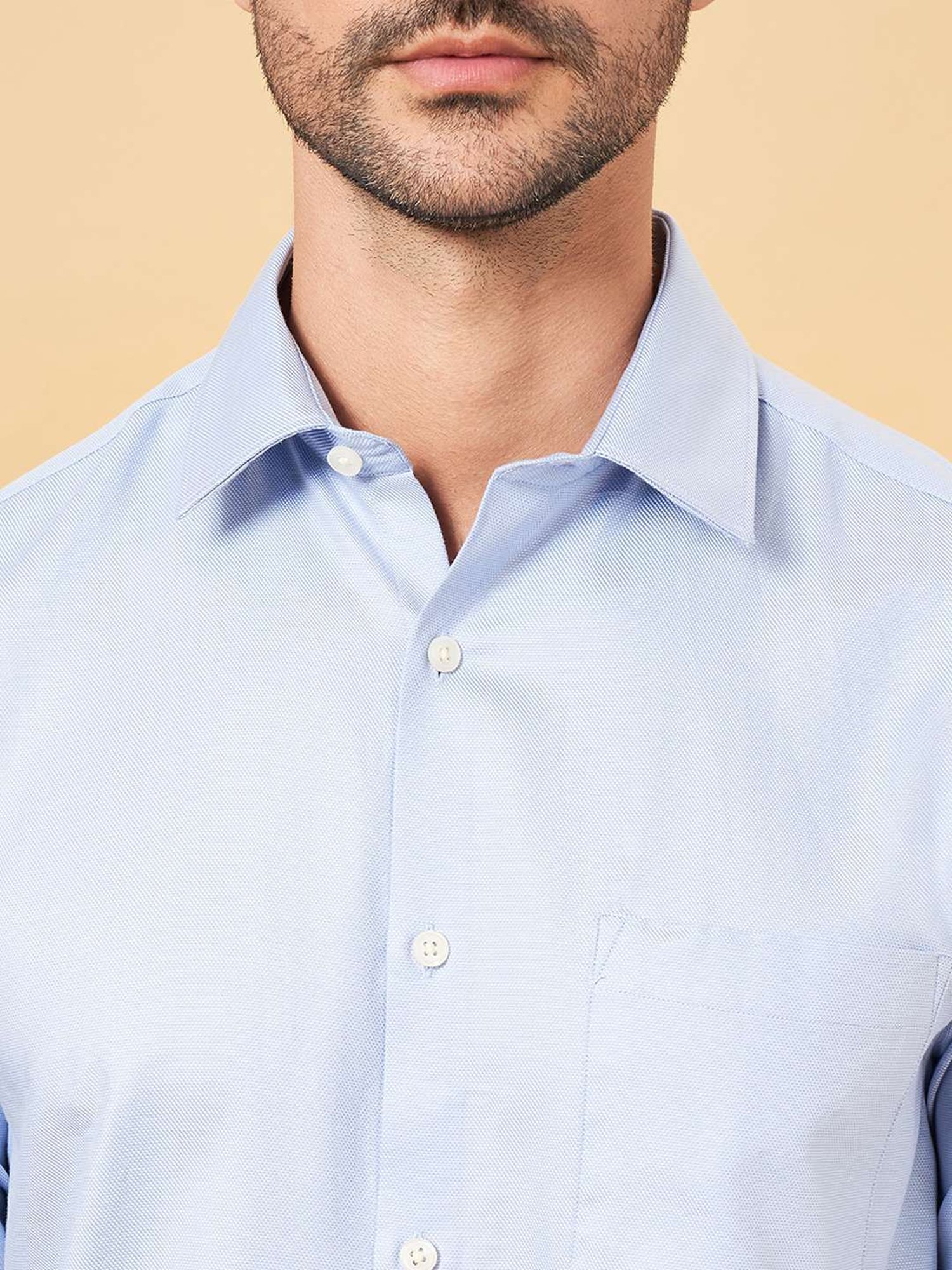 Peregrine by Pantaloons Vista Blue Cotton Regular Fit Shirt