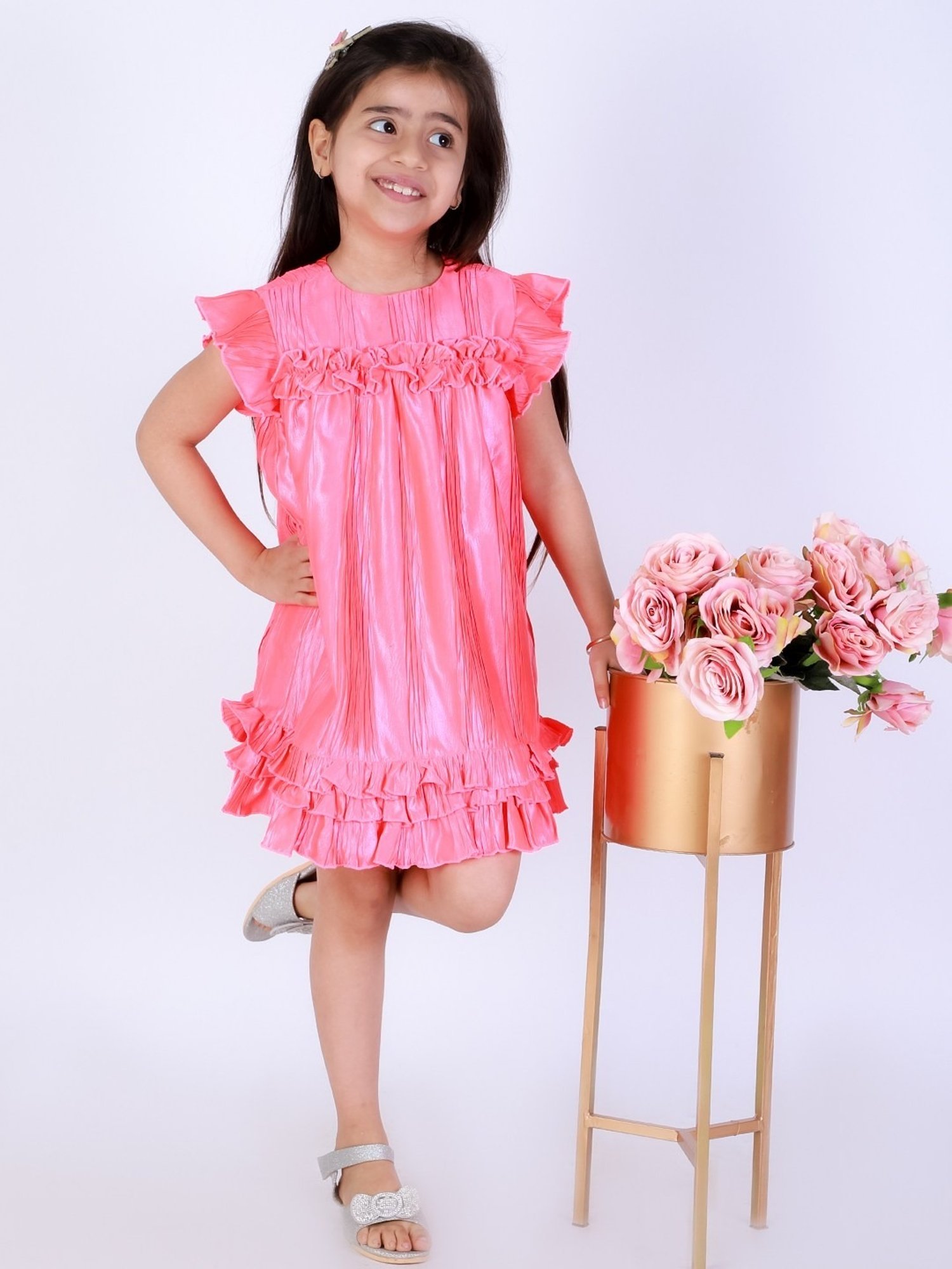 KidsDew Pink Textured Pattern Casual Dress