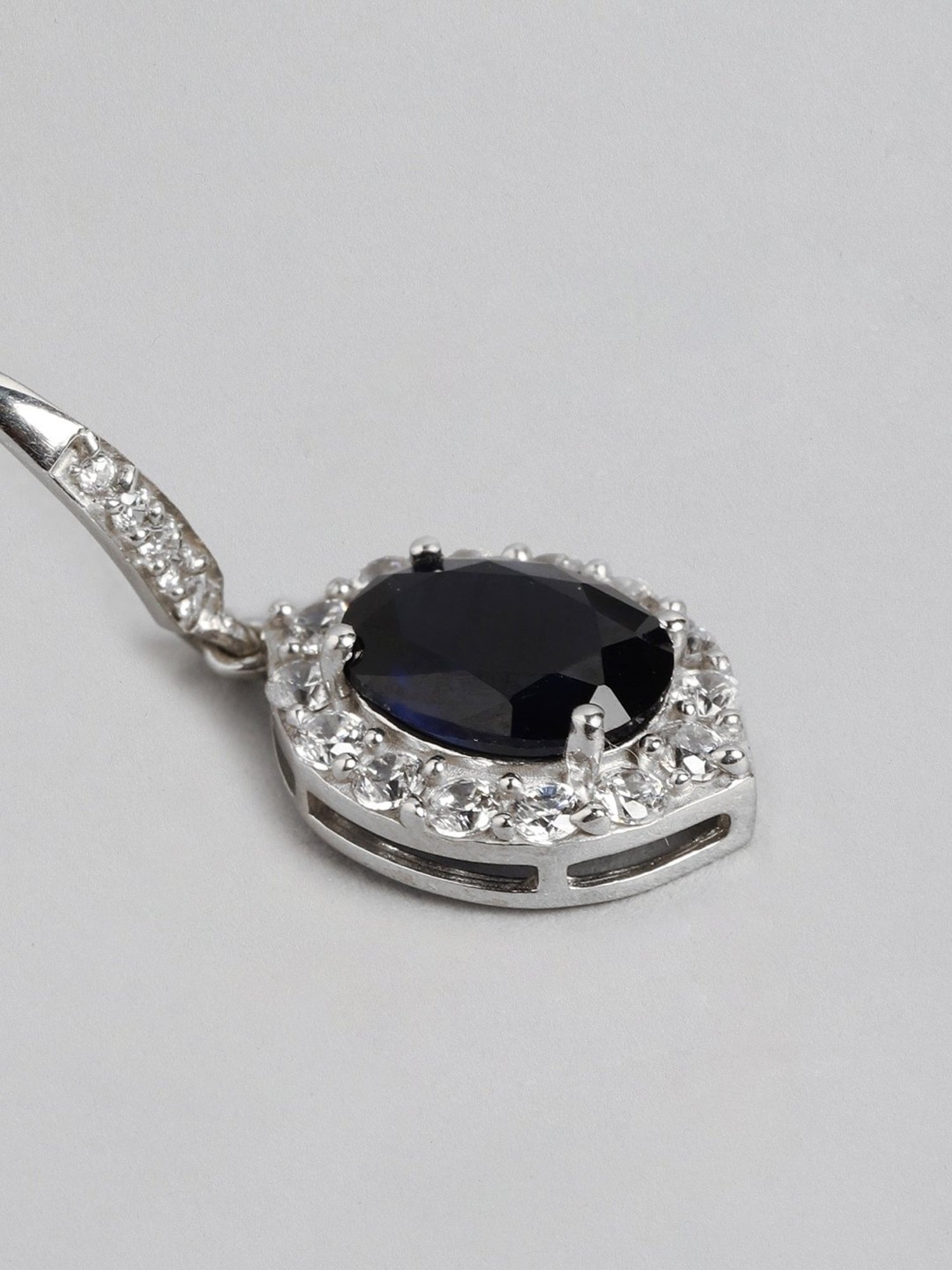 Zavya 925 Sterling Silver Sapphire Cascade Rhodium Drop Earrings For Women