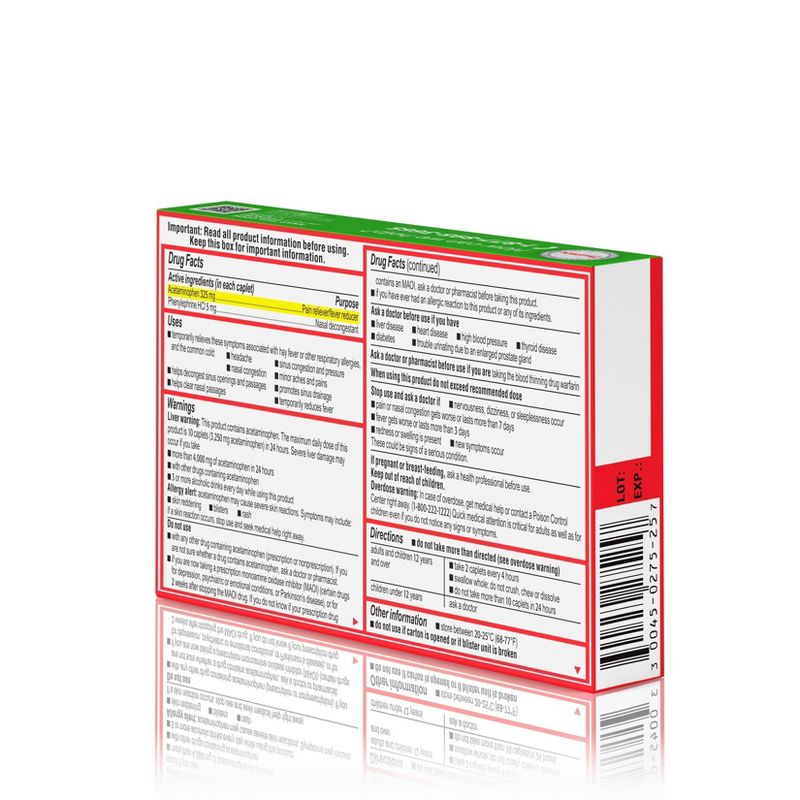 Tylenol Sinus Daytime Non-Drowsy Congestion & Pain Relief Caplets - 24ct