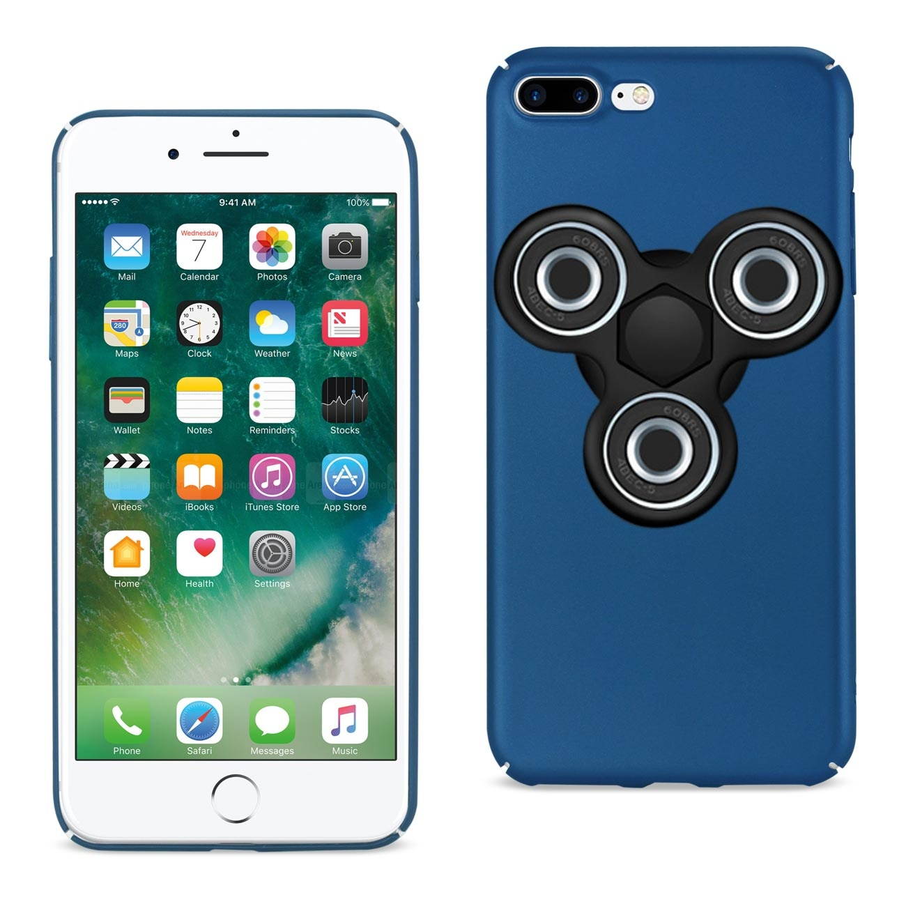 REIKO IPHONE 7 PLUS/ 6 PLUS/ 6S PLUS CASE WITH LED FIDGET SPINNER CLIP ON IN NAVY