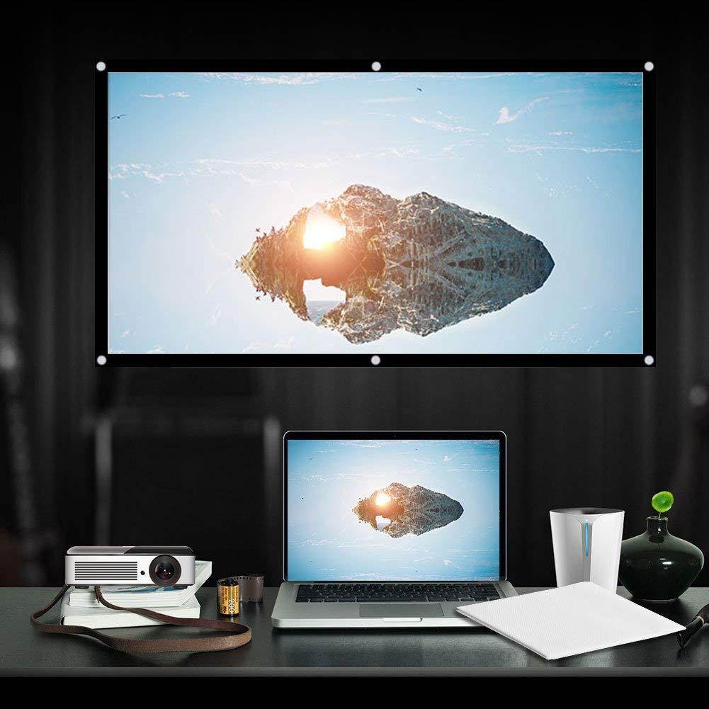 Fosa 60-120 Inch Portable Foldable Non-Crease White Projector Curtain Projection Screen 16:9 Portable Movies Screen for Projector Home Theater Outdoor/Indoor(60Inch)