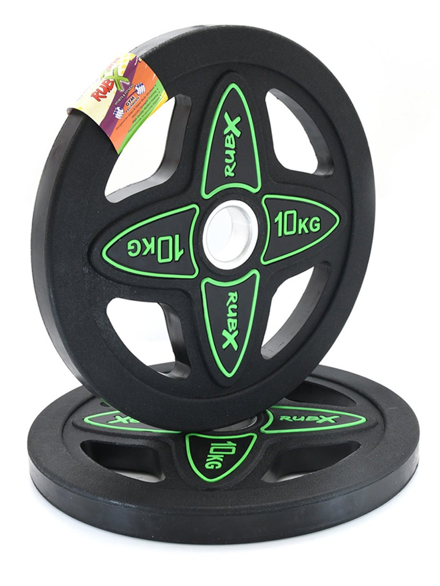 RUBX Rubber Coated Solid Weight Plate (50 MM Olympic Weight Plate, 10 Kg x 2pc (Total = 20 kg))