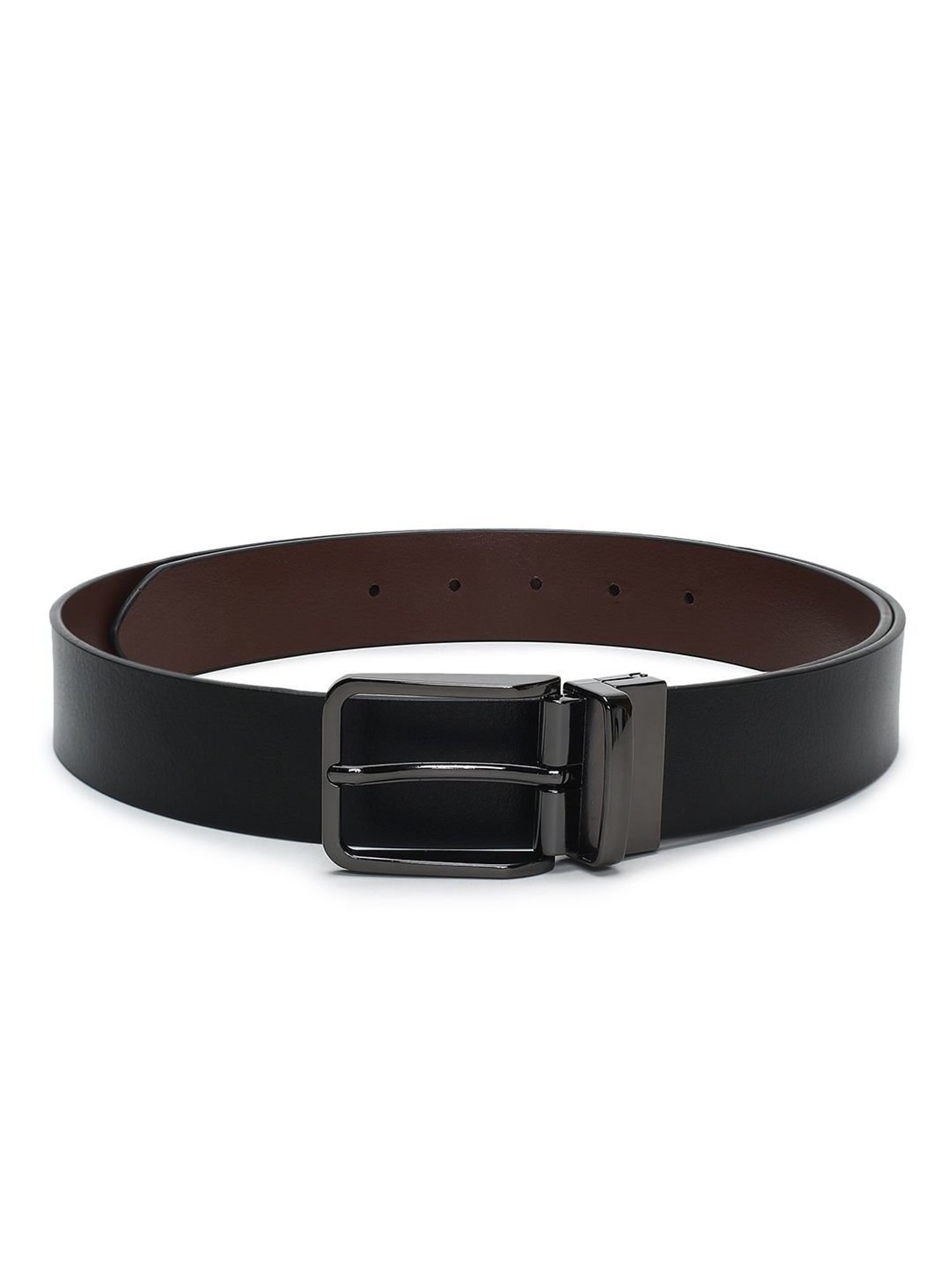 Crusset Black Leather Formal Belt for Men