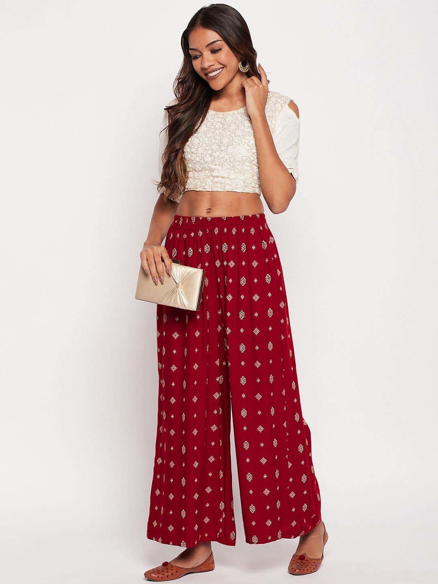 Castle Maroon Printed Palazzos