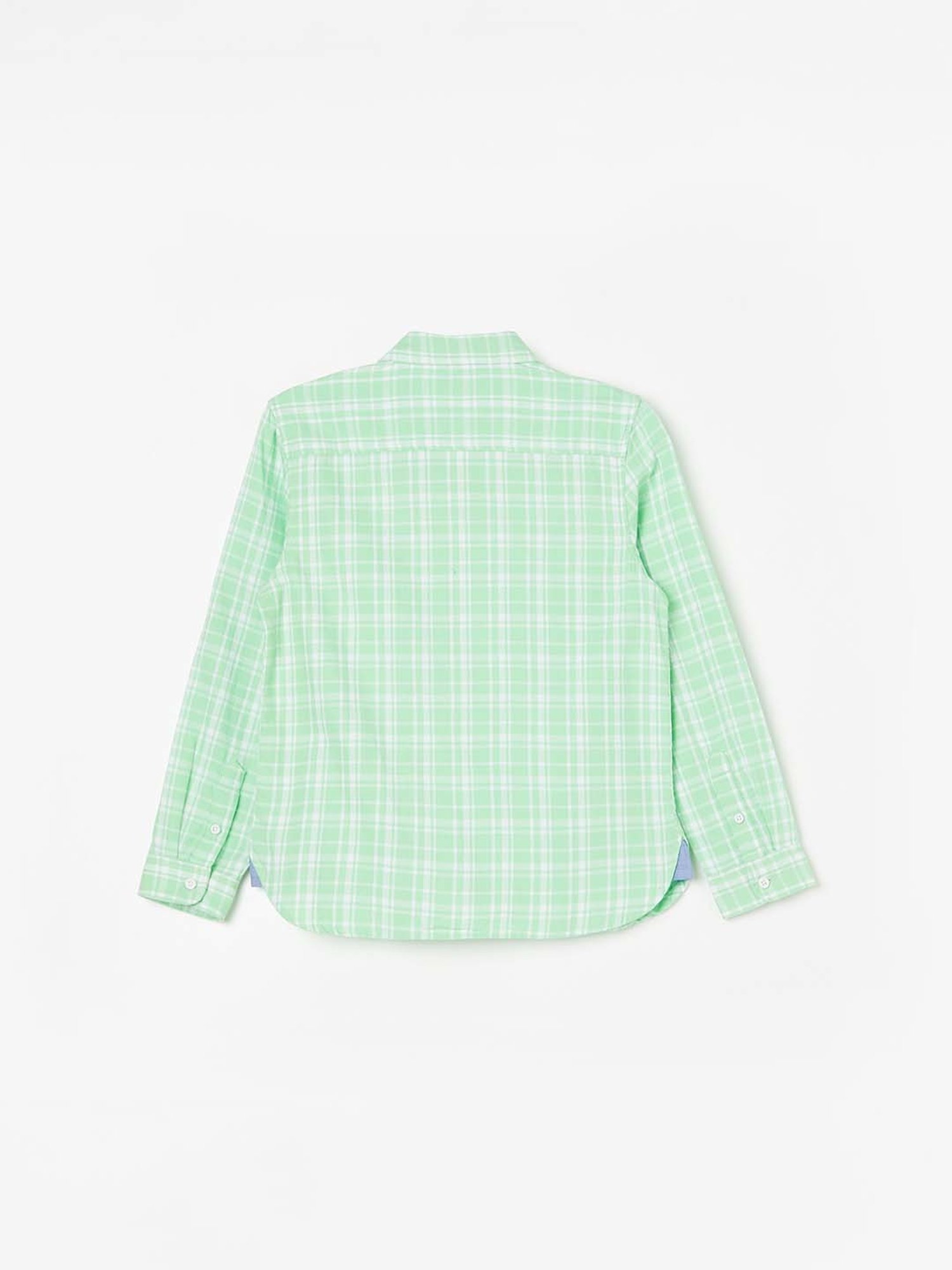 Fame Forever by Lifestyle Kids Green Cotton Chequered Full Sleeves Shirt
