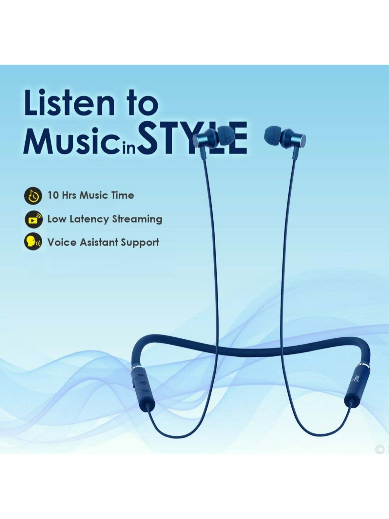 PTron Tangentbeat in-Ear Bluetooth 5.0 Wireless Neckband with Mic (Dark Blue)