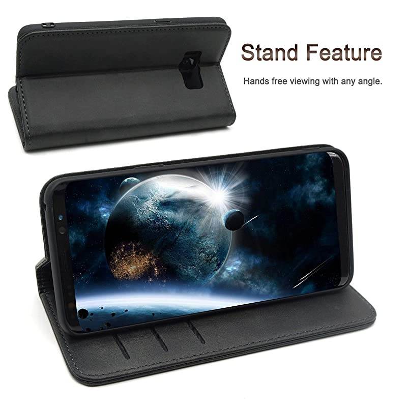 Phone Case Cover for Samsung Galaxy S8 Galaxy S8 Flip Protective Case Black for Men Women  Strong Magnetic No Buckle Samsung Galaxy S8 Leather Wallet Case with Card Holder Kickstand