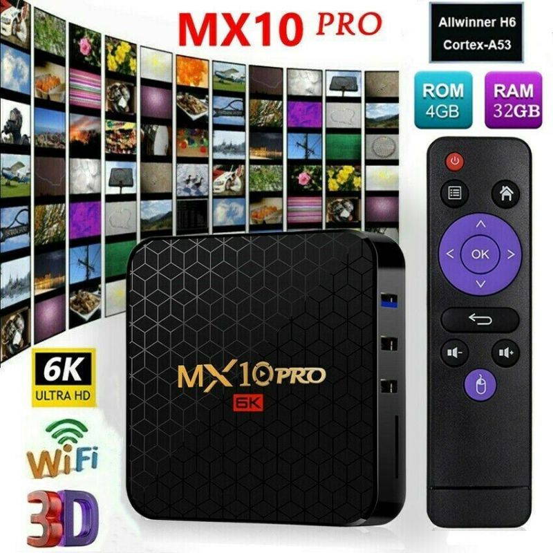 MX10 PRO 4GB/32GB 6K Android 9.0 TV BOX Allwinner H6 Quad Core USB WiFi 3D Media