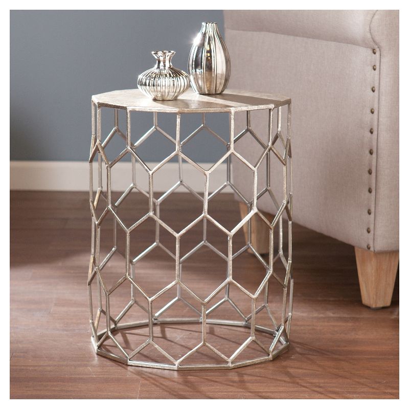 Carmen Metal Accent Table - Antique silver - Aiden Lane