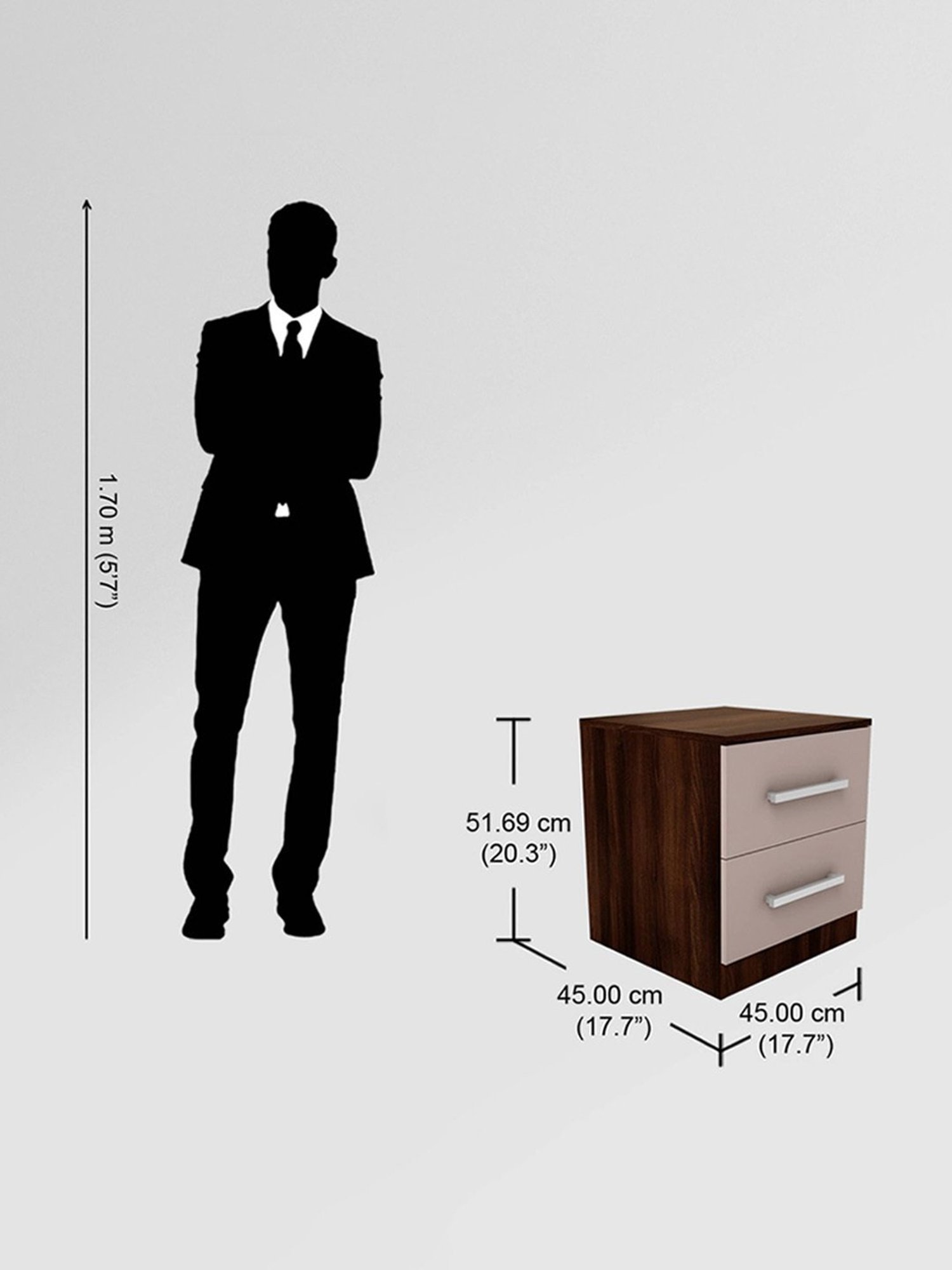 Godrej Interio Morf Brown Engineered Wood Standerd Bedside Table