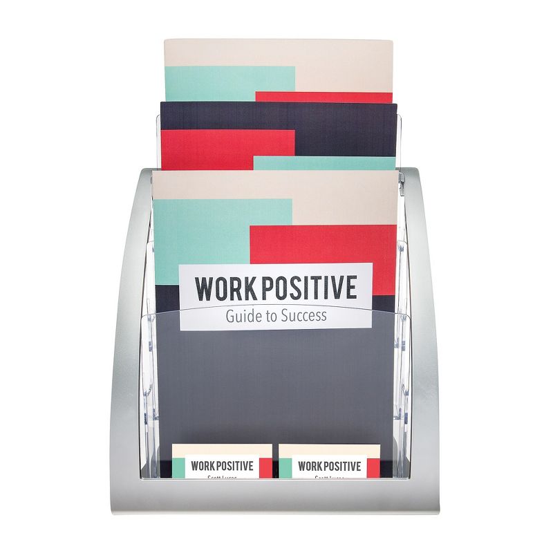 Deflecto Three-Tier Magazine Holder 11-1/4w x 6-15/16d x 13-5/16h Silver 693745