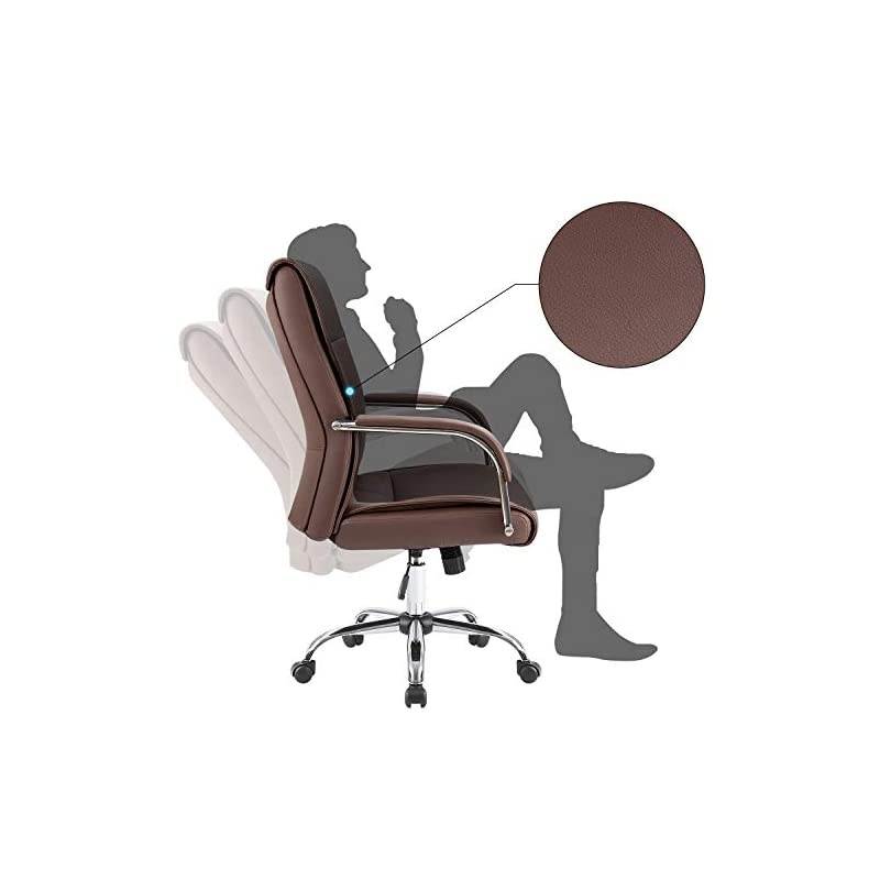 High Back Office Desk Chair Conference Leather Executive with Padded Armrests, Adjustable Ergonomic Swivel Task Chair with Lumbar Support (White)