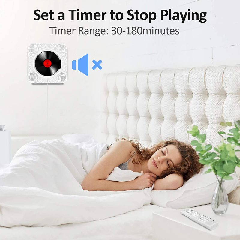 Portable CD player upgrade , ROADOM Bluetooth speaker & FM radio with LCD screen, wall-mounted CD music player, with infrared remote control, support CD / Bluetooth / FM / U disk / SD card / AUX