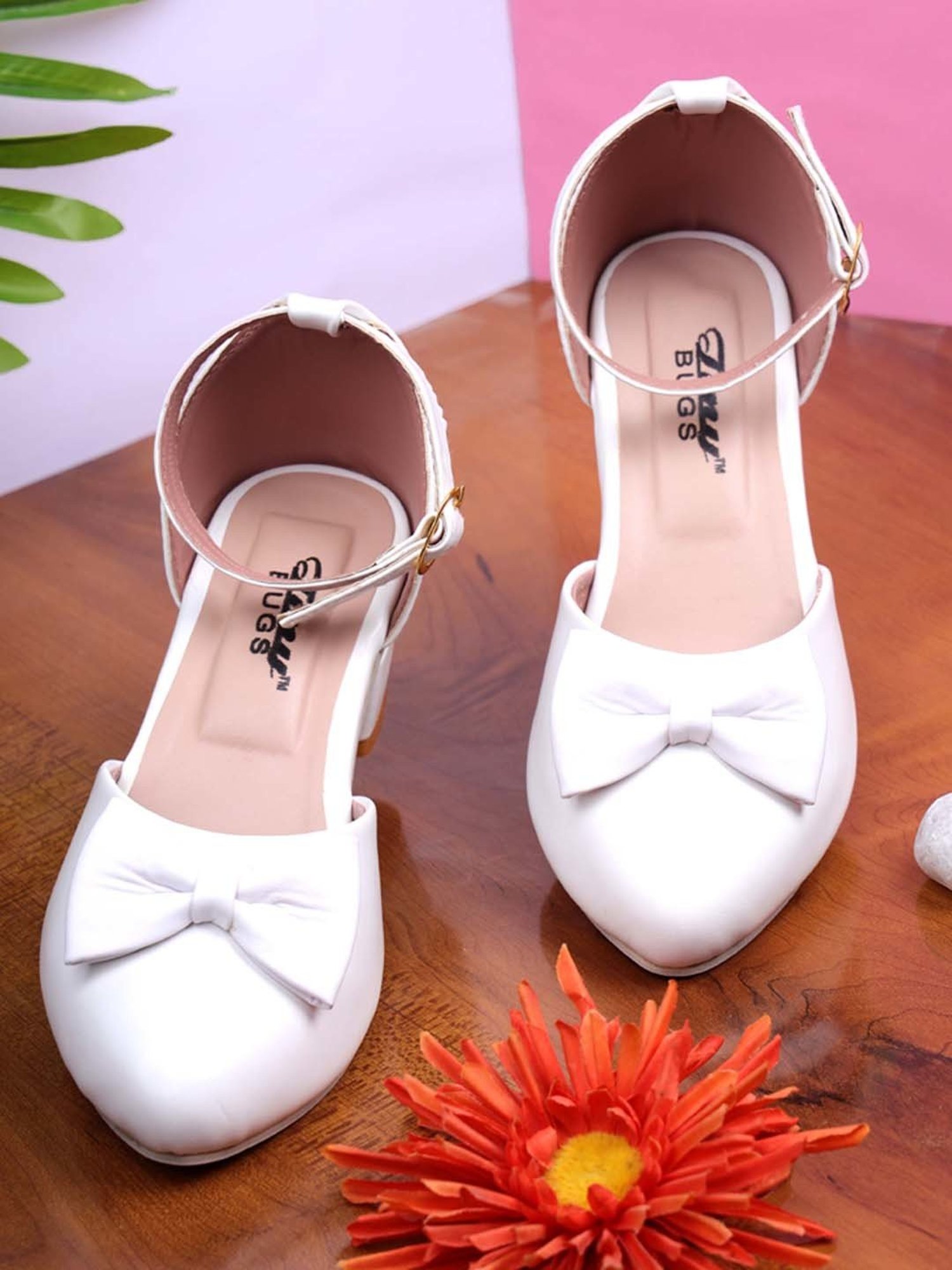 Tiny Bugs Kids White Ankle Strap Sandals