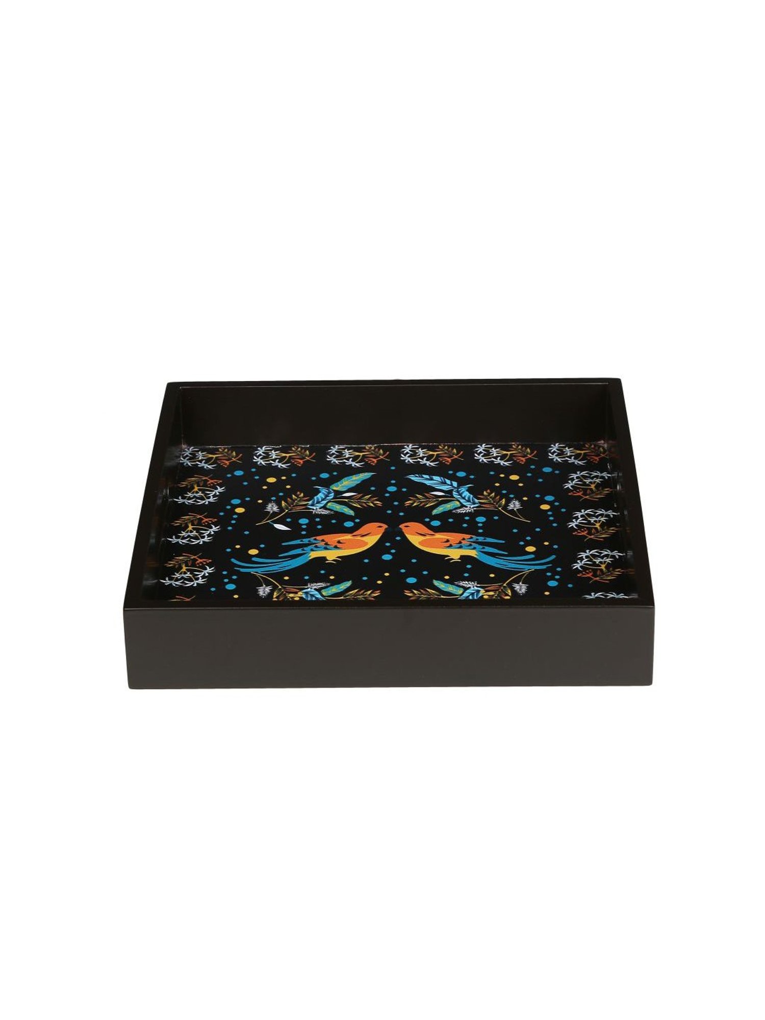 Crayton Birds Printed MDF Square Serving Tray - Set of 1