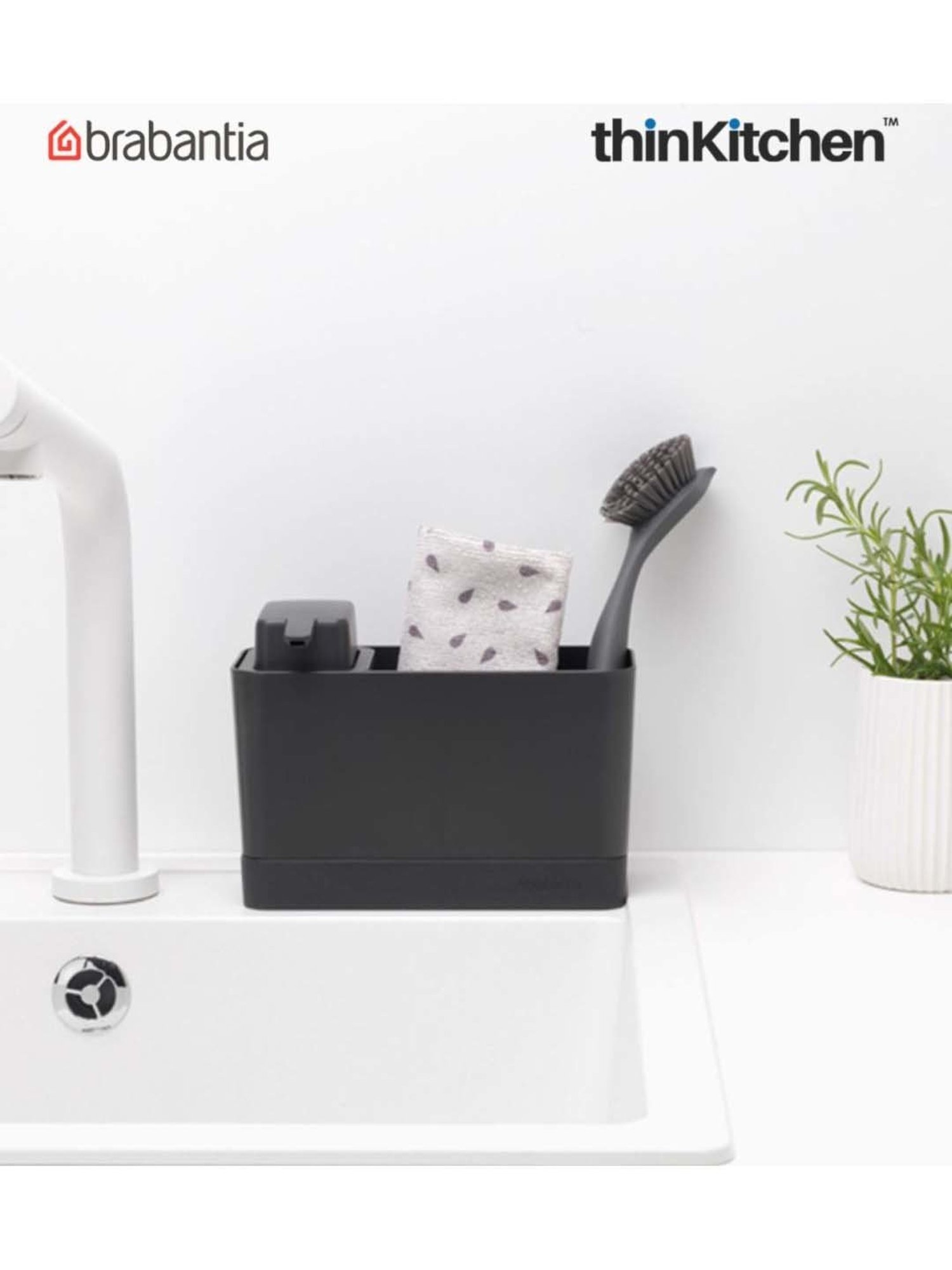 Brabantia Dark Grey Plastic Sink Organiser