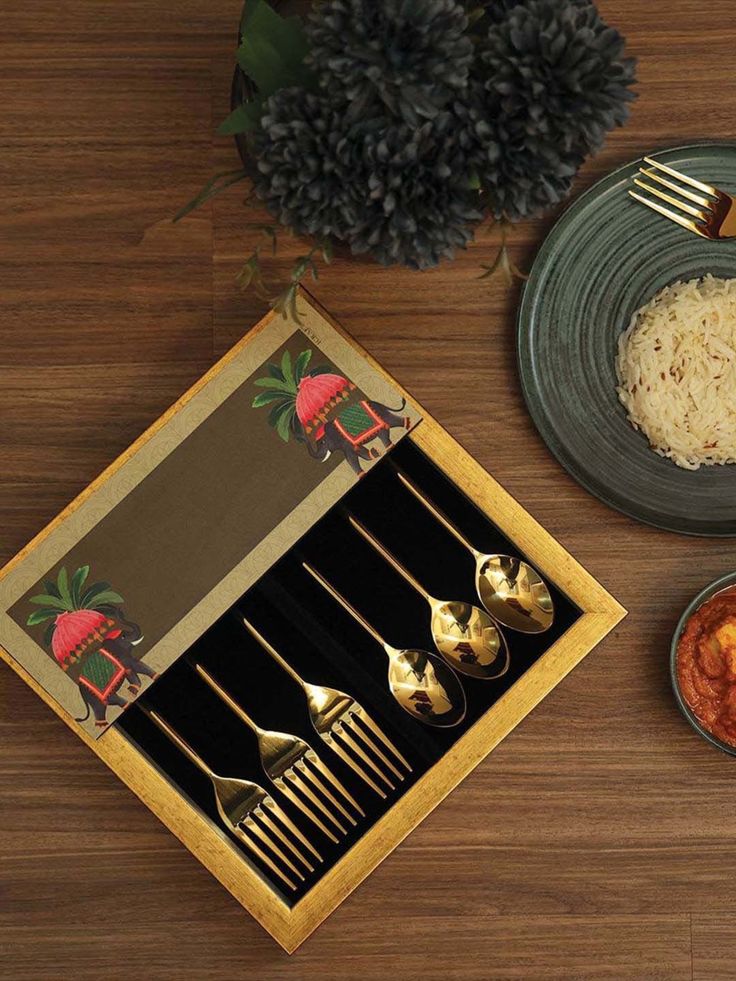 ICRAFT Multicolor Mdf Gajraj Series Cutlery Tray