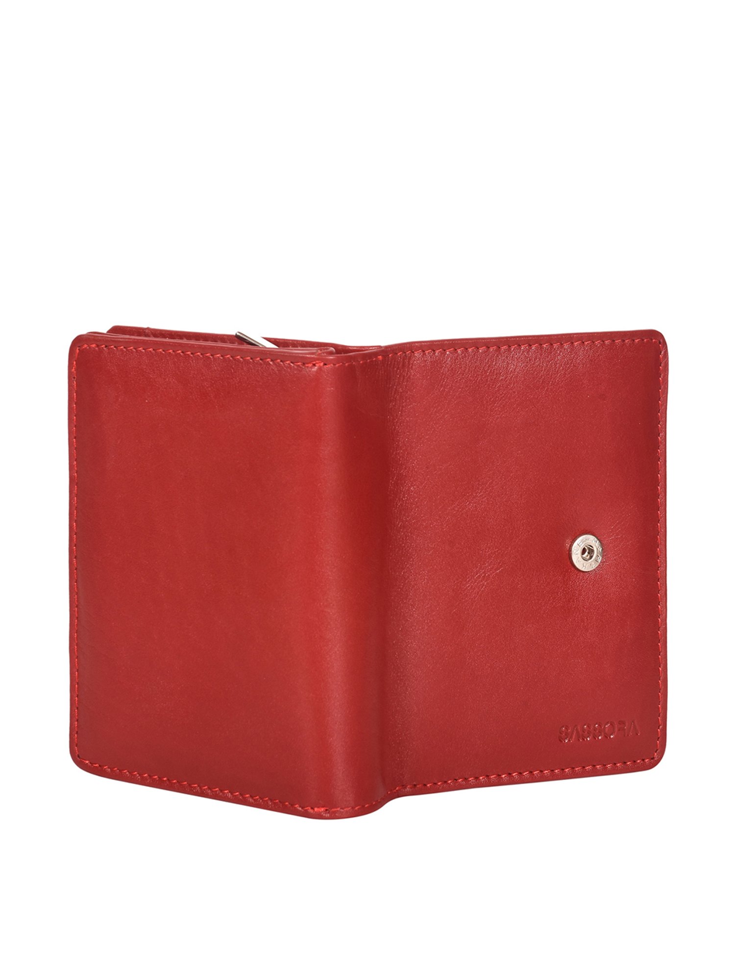SASSORA Red Solid Rfid Bi-Fold Wallet for Women