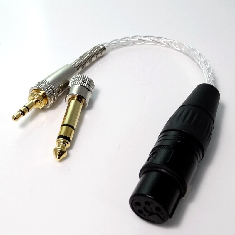 1/4 1/8 Male to 4 Pin XLR Female Balanced Headphone Cable TRS Audio Adapter 8 Litz braid 5N PCOCC Silver plated Cable hand made (1pcs)
