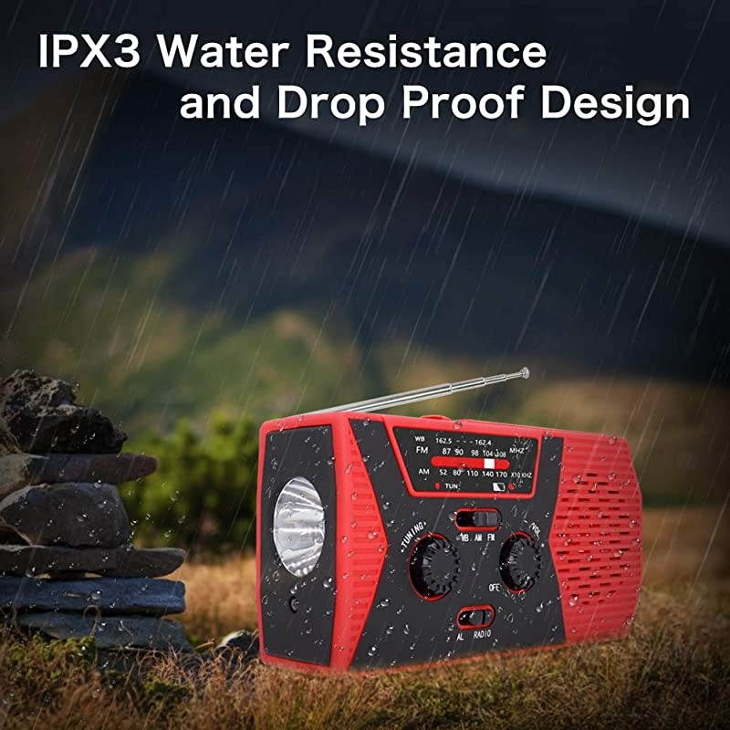 2020 Upgraded Emergency Solar Hand Crank Radio,  Hand Crank AM/FM/NOAA Weather Radio with Flashlight, Reading Lamp, 2000mAh Power Bank,USB Cell Phone Charger and SOS Alarm