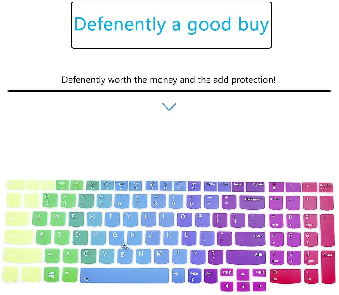 Keyboard Cover for 15.6" New Lenovo ThinkPad 15 P51S P52 P52S P53 P72 P73 T570 T575 T580 T590 |Thinkpad E580 E590 E595 L580 L590 with Numeric Keypad (Check Keyboard Layout with Picture 2)-Rainbow