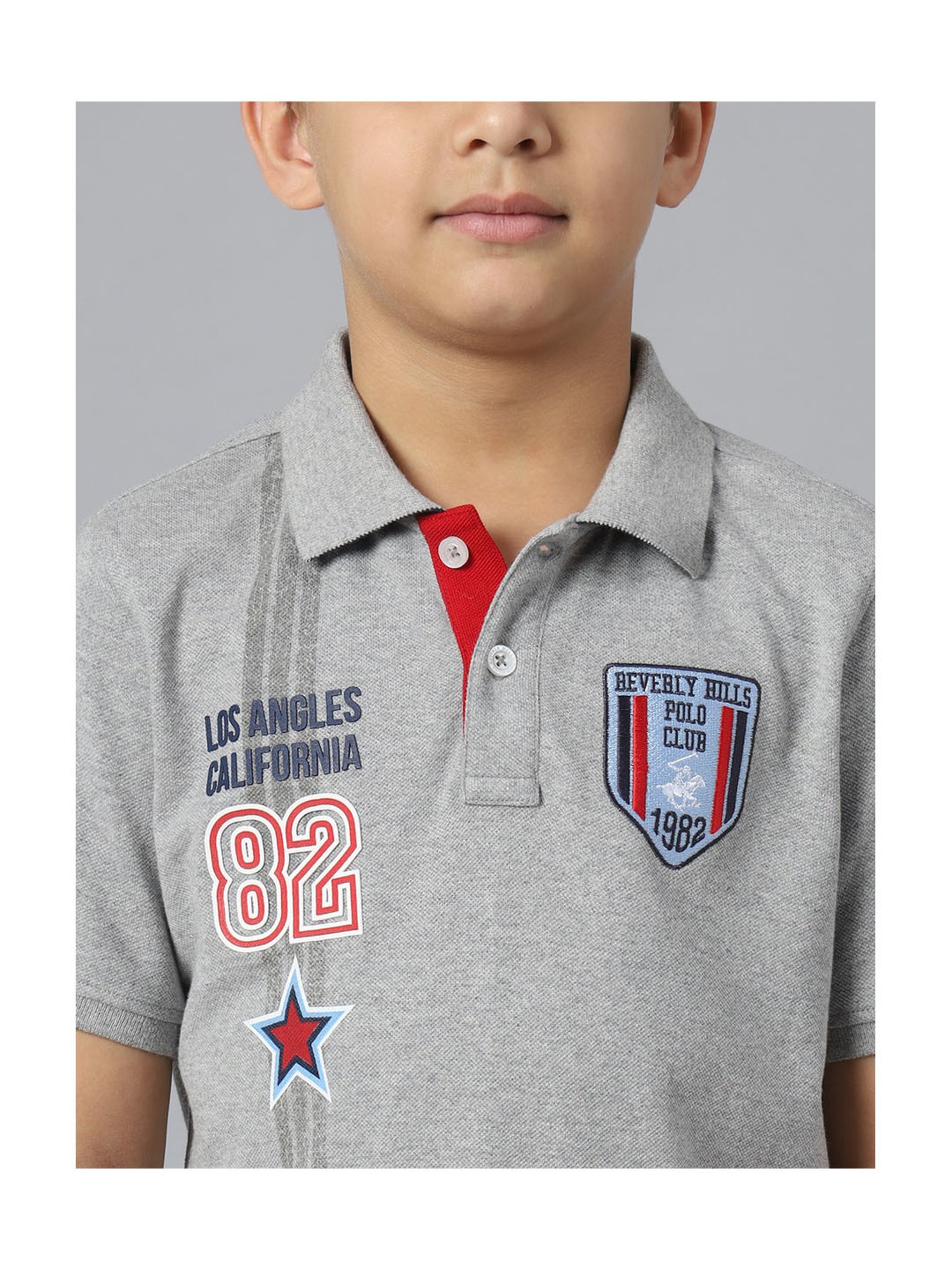 Beverly Hills Polo Club Kids Grey Printed Polo T-Shirt