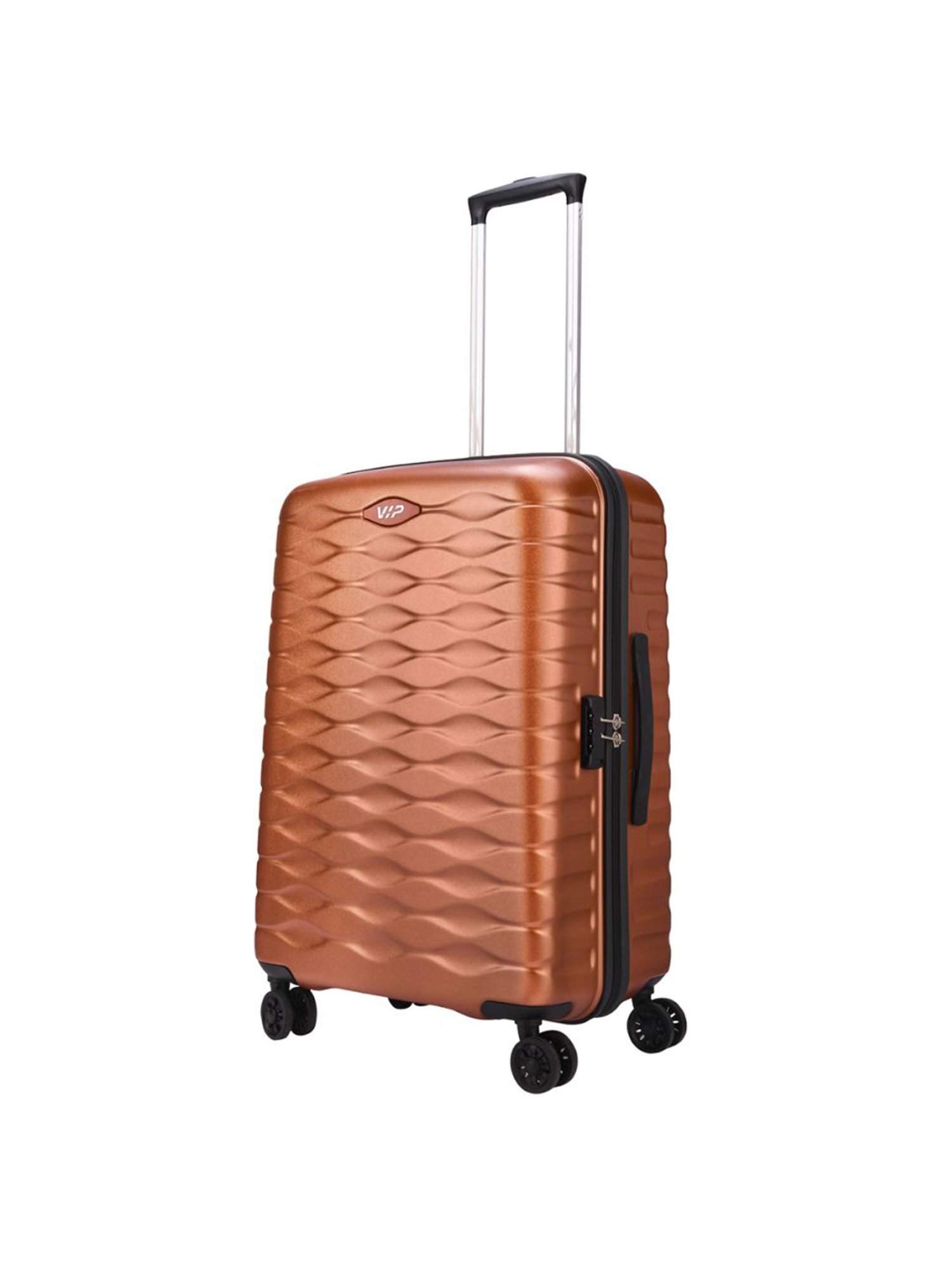 VIP Crusade Metallic Copper Textured Hard Medium Trolley Bag - 28 Cm