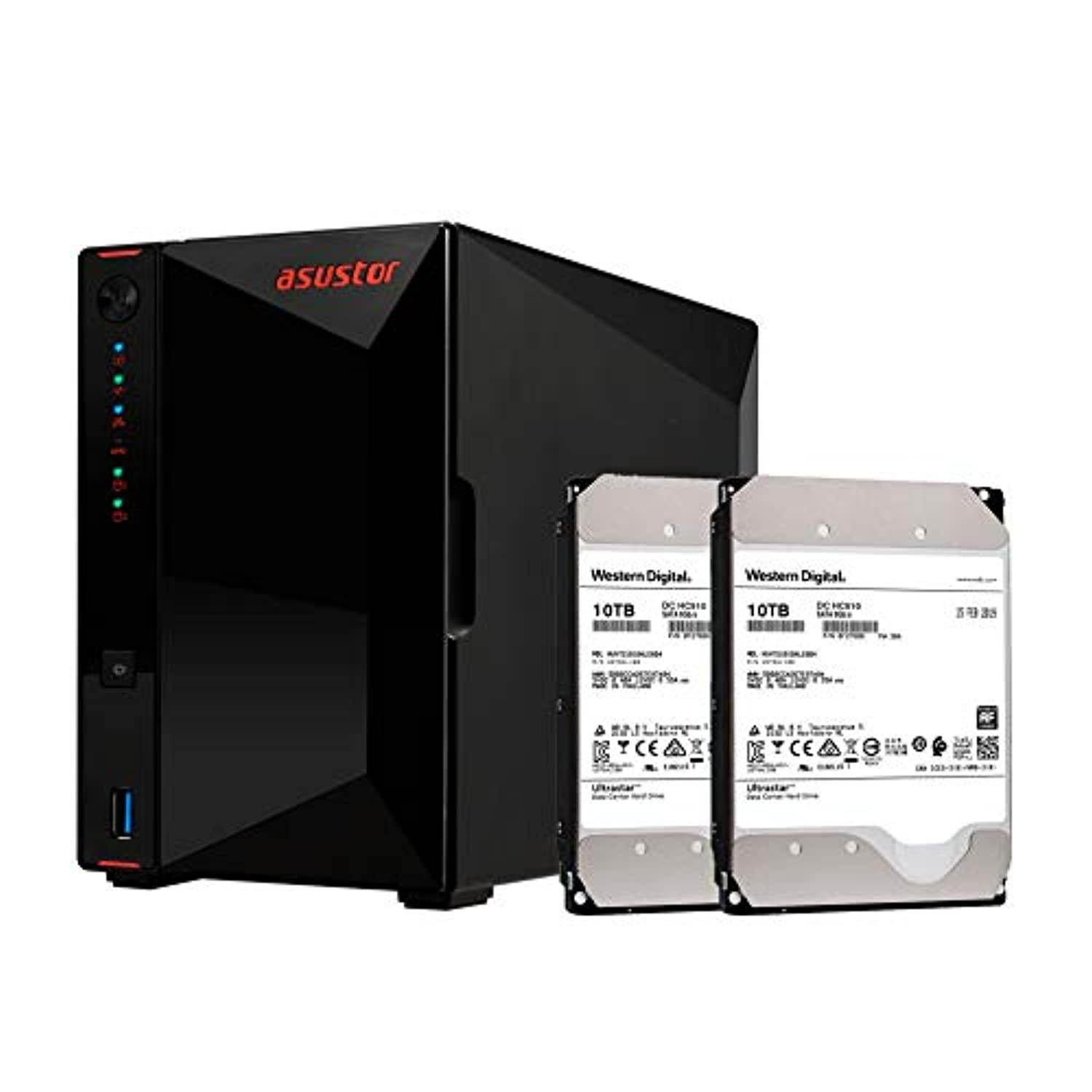 Asustor NAS AS5202T + 20TB WD Ultrastar HDD (Two 10TB HDD Included)