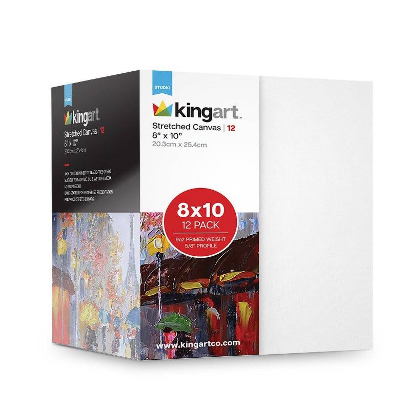 Kingart 8" x 10" 12ct Stretched Canvas Value Pack