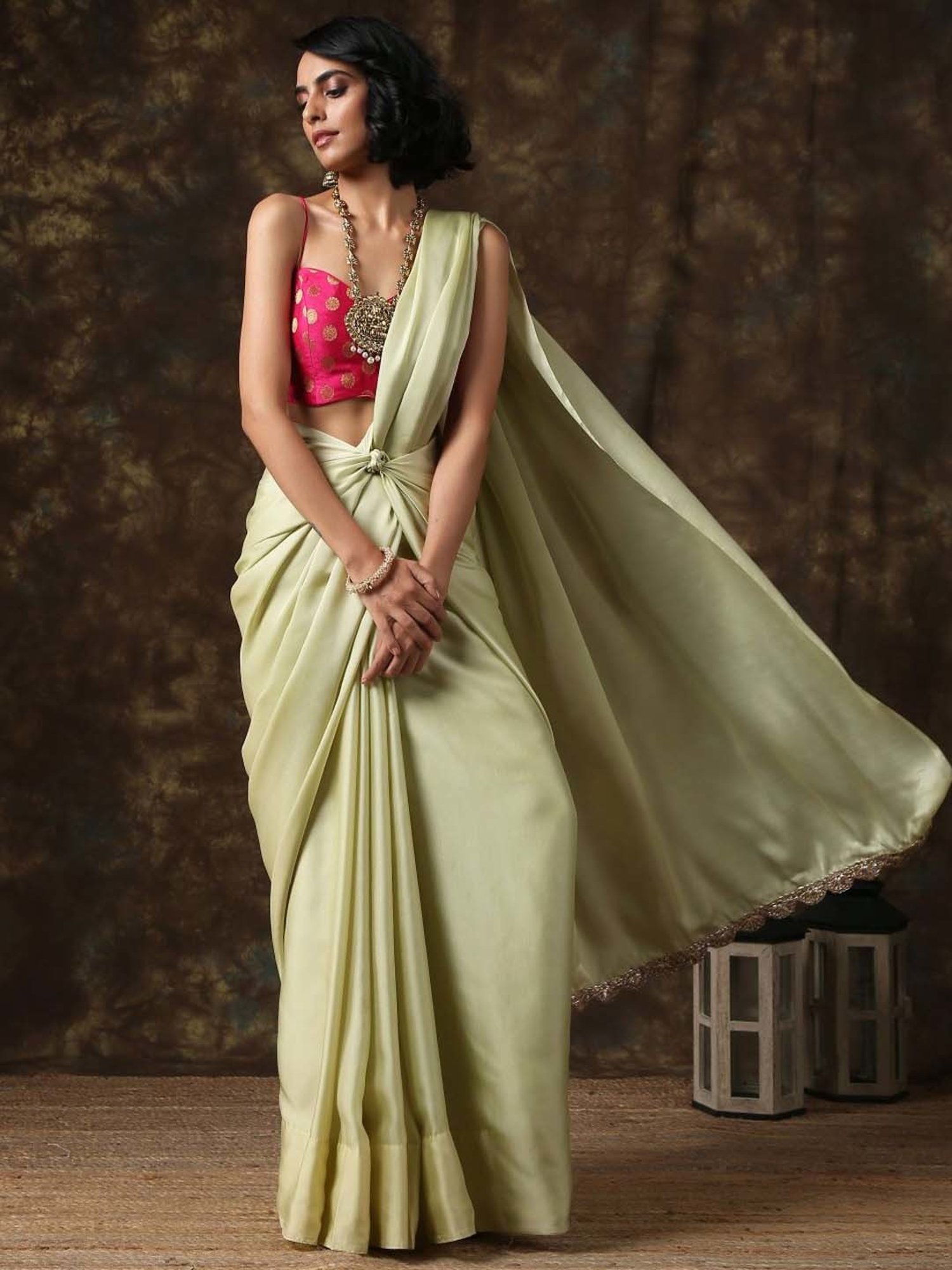 Swtantra Pink Printed Readymade Blouse