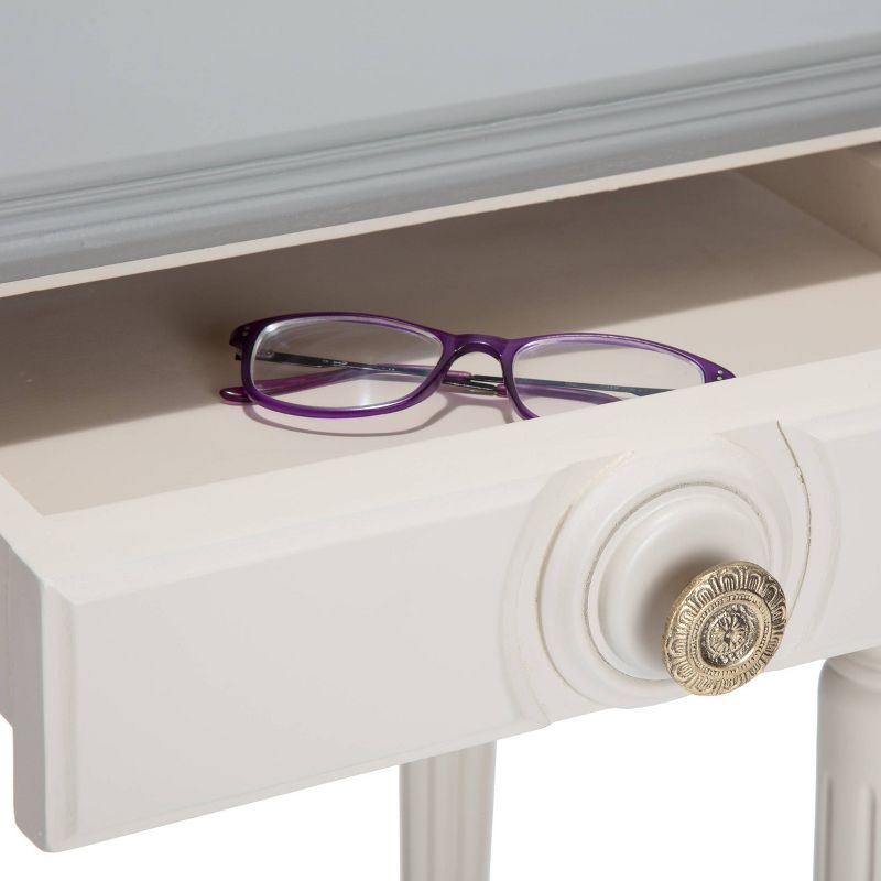 Amos Side Table with Drawer Cream/Gray - ClickDecor