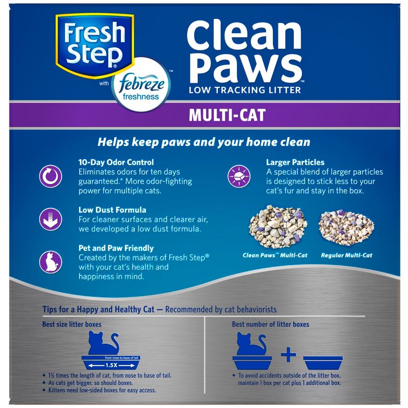 Fresh Step Clean Paws Multi-Cat with the Power of Febreze Scented Clumping Cat Litter - 22.5lbs