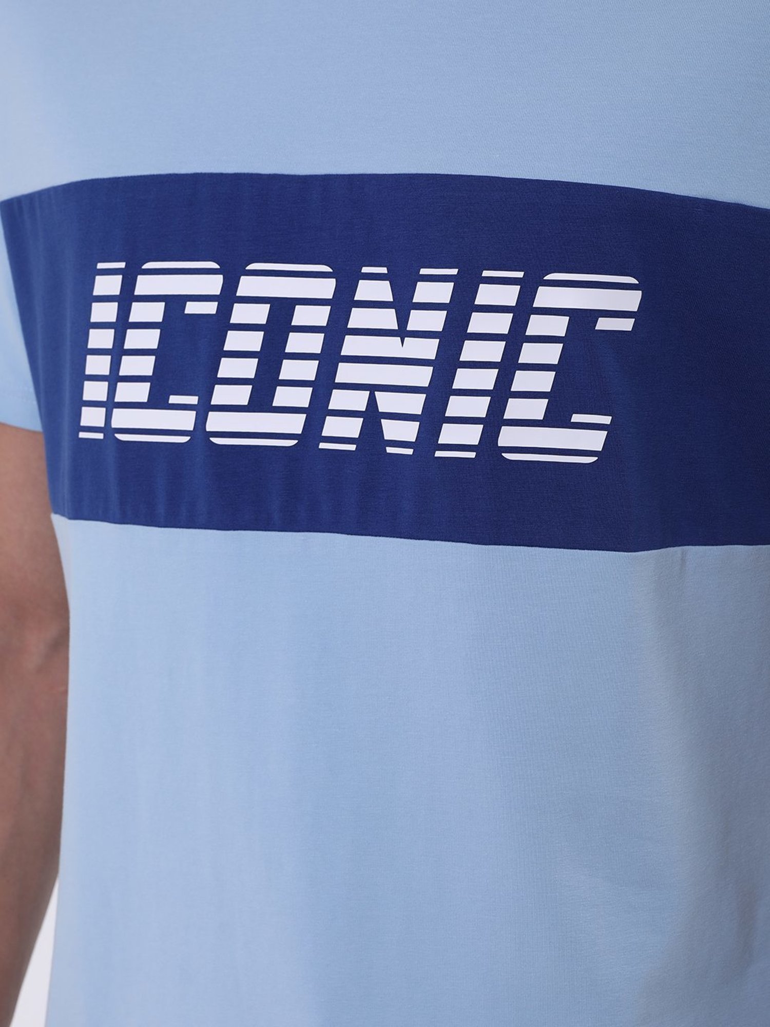 Iconic Sky Cotton Regular Fit Logo Printed T-Shirt